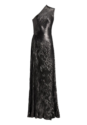 Ralph Lauren Collection Hadlea foiled-finish ruched dress - Black
