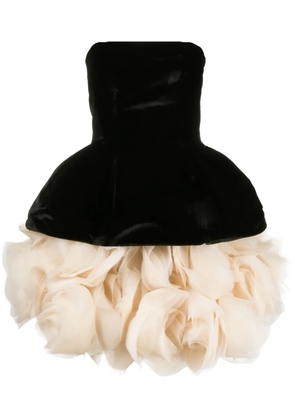 Ana Radu petal-layered velvet mini dress - Black