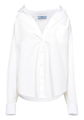 Prada logo-embroidered poplin shirt - White