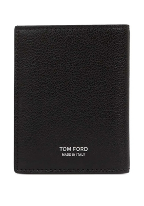 TOM FORD embossed-logo foldable leather cardholder - Black