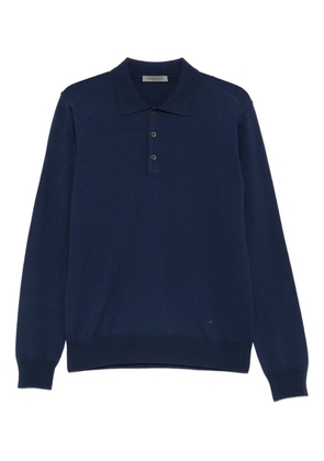 Corneliani ribbed long-sleeve polo shirt - Blue