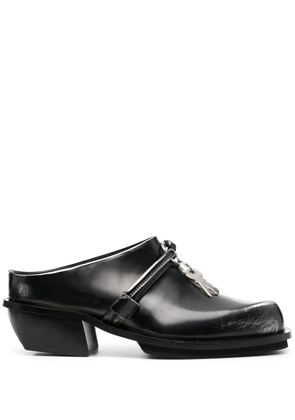 JORDANLUCA lock-detail calf-leather slippers - Black