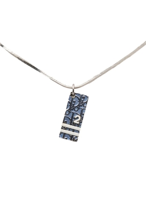 Christian Dior Pre-Owned 2010-2025 Silver Plated Oblique Trotter Pendant Necklace costume necklace