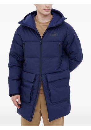 PUMA logo-print hooded coat - Blue