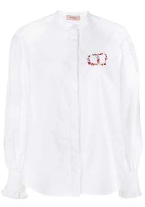 TWINSET collarless long-sleeved shirt - White