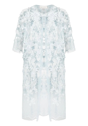 Gemy Maalouf floral-lace semi-sheer coat - Blue