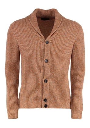 Moorer shawl-collar buttoned cardigan - Brown