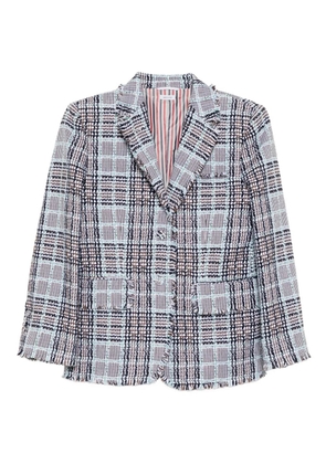 Thom Browne frayed plaid-checked blazer - White