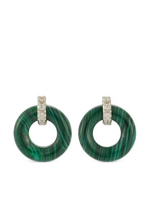 Mateo 14K yellow gold Door Knocker Donut malachite and diamond earrings - Green