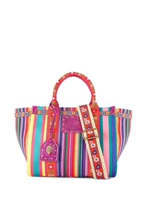 Kurt Geiger London striped embroidered tote bag - Pink