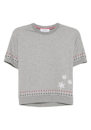 Thom Browne snowflake-embroidered cotton T-shirt - Grey