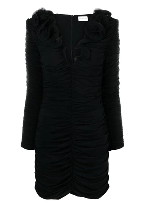 Magda Butrym Flower decolte long-sleeve minidress - Black