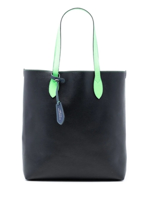 Burberry Pre-Owned 2000-2017 Grained Leather and Haymarket Check Coated Canvas Reversible North South tote bag - Black