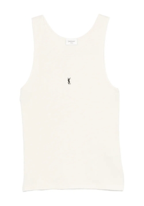 Saint Laurent logo-embroidered tank top - Neutrals