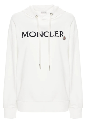 Moncler logo-embroidered cotton hoodie - White