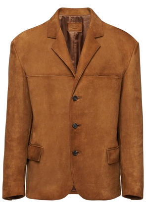 Prada single-breasted suede blazer - Brown