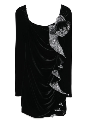NISSA sequin-detail velvet mini dress - Black