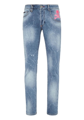 Philipp Plein skull-print straight-leg jeans - Blue