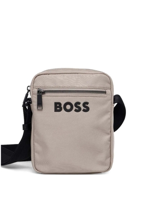 BOSS textured zip-up shoulder bag - Neutrals