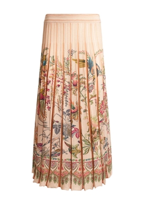 ETRO pleated flora fauna-print midi skirt - Neutrals