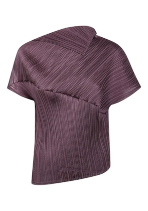 Pleats Please Issey Miyake Leap pleated asymmetric top - Brown