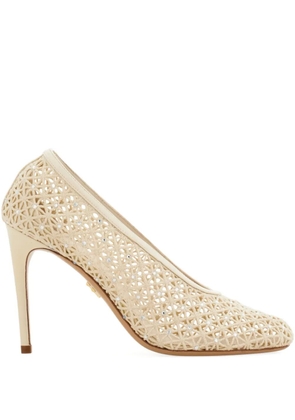 Ferragamo 90mm macramé pumps - White