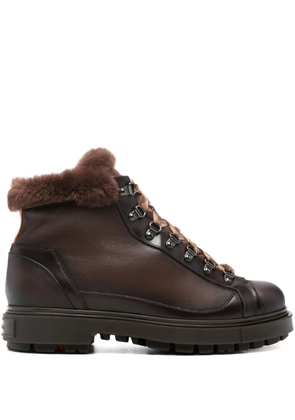 Santoni fur-trim desert boots - Brown