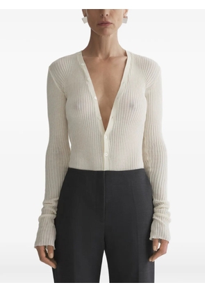 Mugler V-neck ribbed top - Neutrals