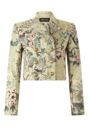 Roberto Cavalli pheasant floral double-breasted jacket - Neutrals