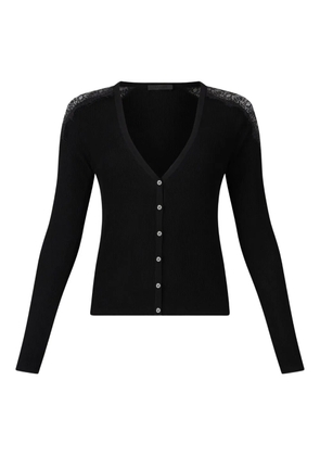 LIU JO lace-trimmed ribbed cardigan - Black