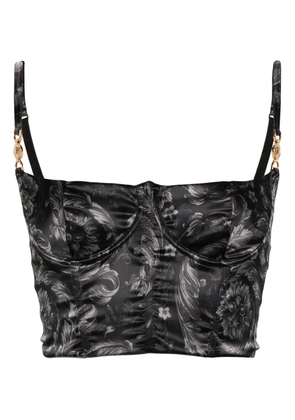 Versace Barocco-print satin bustier top - Black