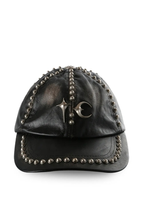 THUG CLUB studded leather baseball cap - Black