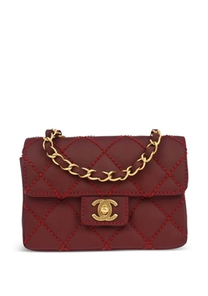 CHANEL Pre-Owned 2003 stitch square flap mini bag - Red