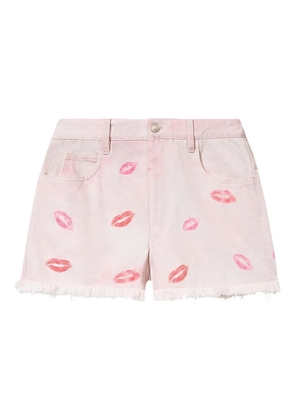 MARANT ÉTOILE Lesia fringed-hem lips-print shorts - Pink