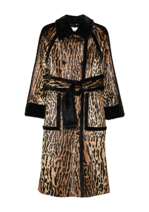 STAND STUDIO animal-print belted coat - Brown