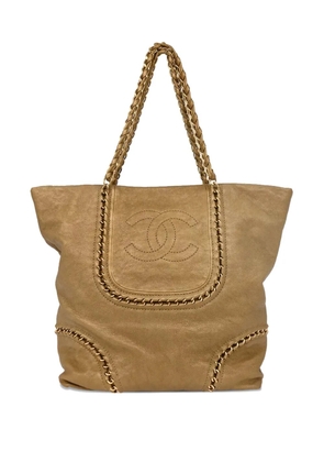 CHANEL Pre-Owned 2007 chain leather tote bag - Neutrals