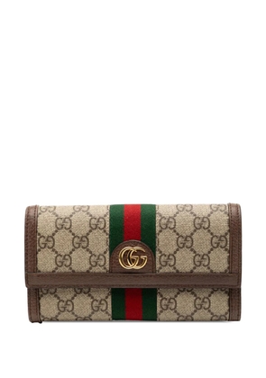 Gucci Pre-Owned 2016-2025 GG Supreme Web Ophidia Continental Wallet long wallets - Brown