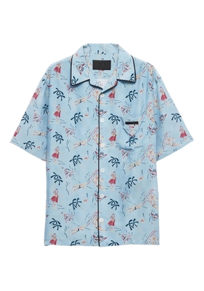 Prada graphic-print bowling shirt - Blue
