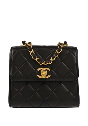 CHANEL Pre-Owned 1992 quilted lambskin shoulder bag - Black