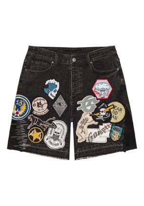 GODSPEED patchwork denim shorts - Black