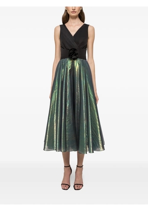 NISSA floral-detail V-neck midi dress - Green