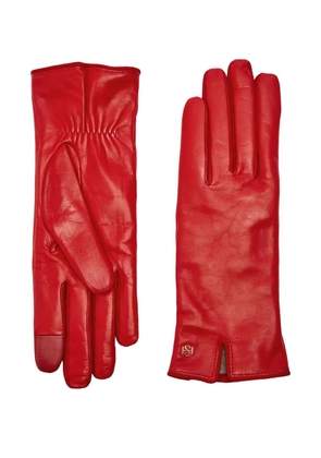 HANDSOME STOCKHOLM logo-plaque gloves - Red