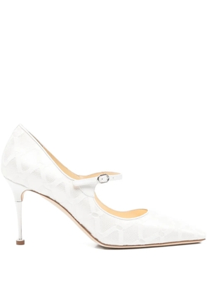 Manolo Blahnik Aleka geometric-pattern strap pumps - White