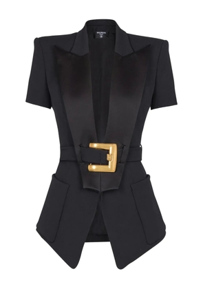Balmain belted grain-de-poudre blazer - Black