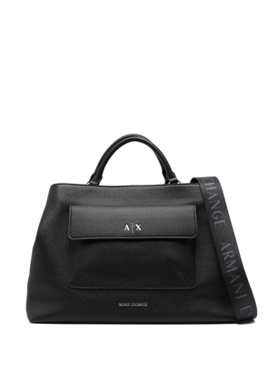 Armani Exchange logo-lettering tote bag - Black