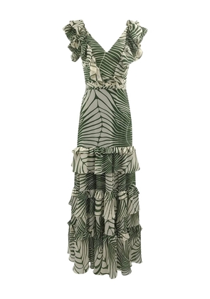 ANDRES OTALORA Mesay leaf-print ruffled maxi dress - Green