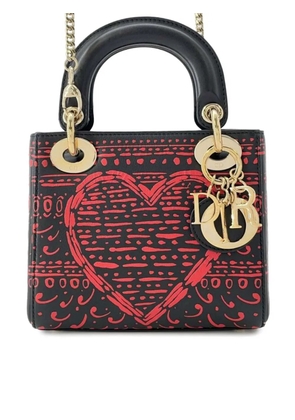 Christian Dior Pre-Owned 2015-2025 Mini Smooth Calfskin Painted Heart Clover Lady Dior satchel - Black