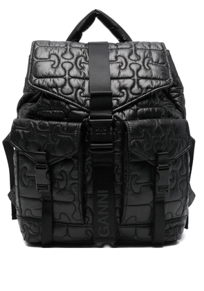 GANNI quilted buckle backpack - Black
