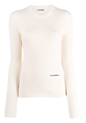 Jil Sander logo-patch ribbed-knit top - Neutrals