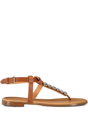 Giambattista Valli Crystal leather flat sandals - Brown
